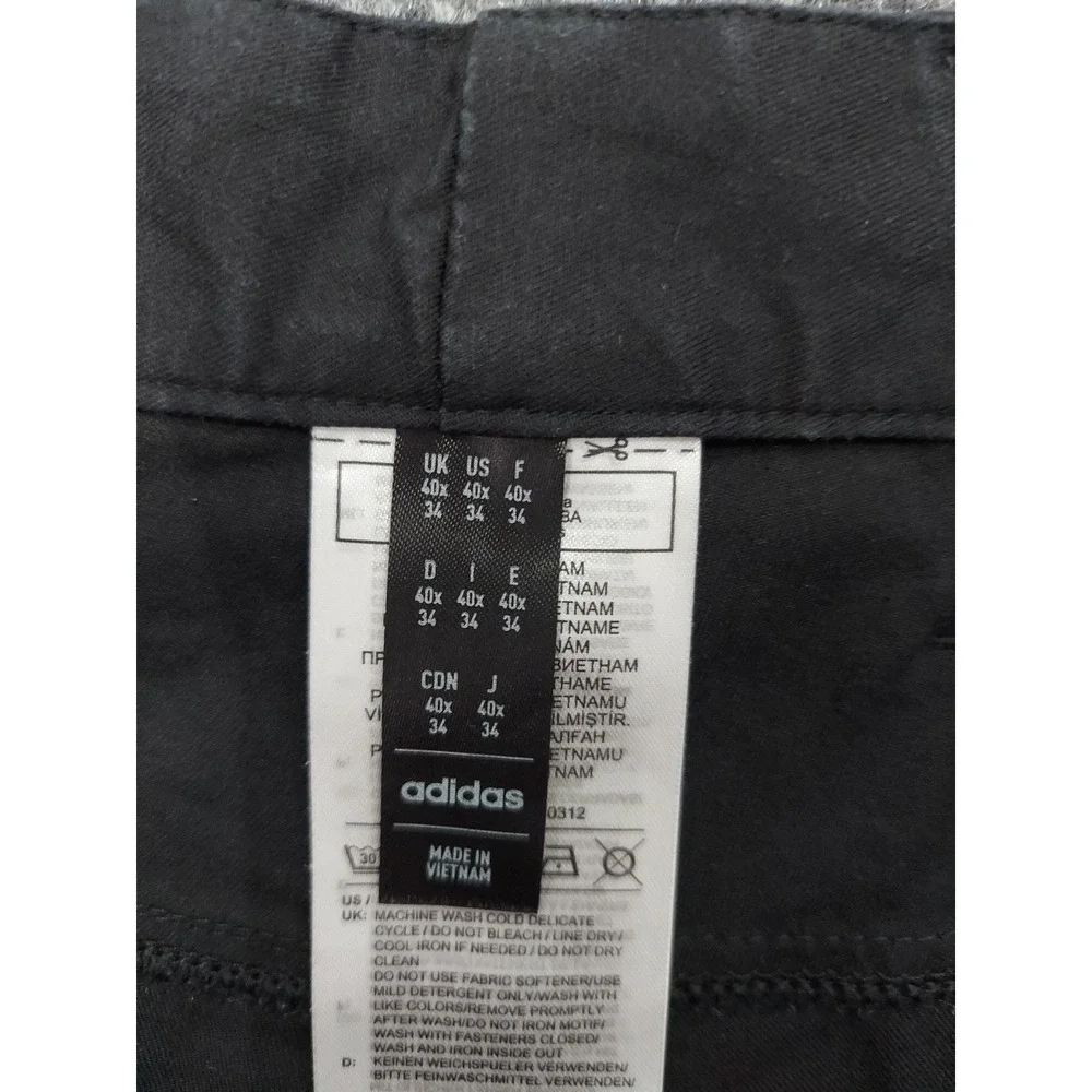 Adidas Golf Pants Mens 40x34 Black Flat Front Stretch Performance Outdoor Preppy